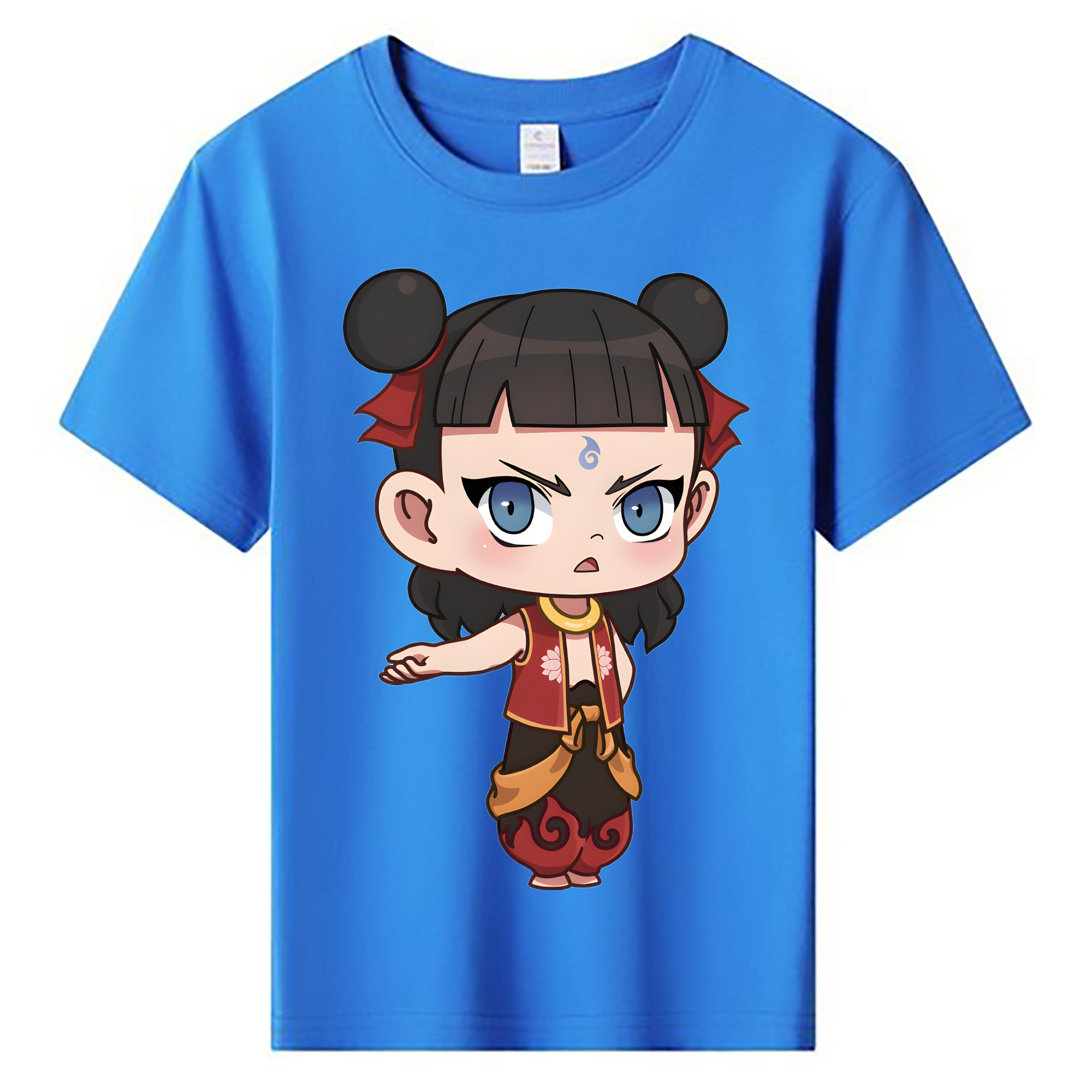 （画像用） Ne Zha 2 ナタ 魔童の大暴れ 綿100％キッズTシャツ（フロントプリント）
